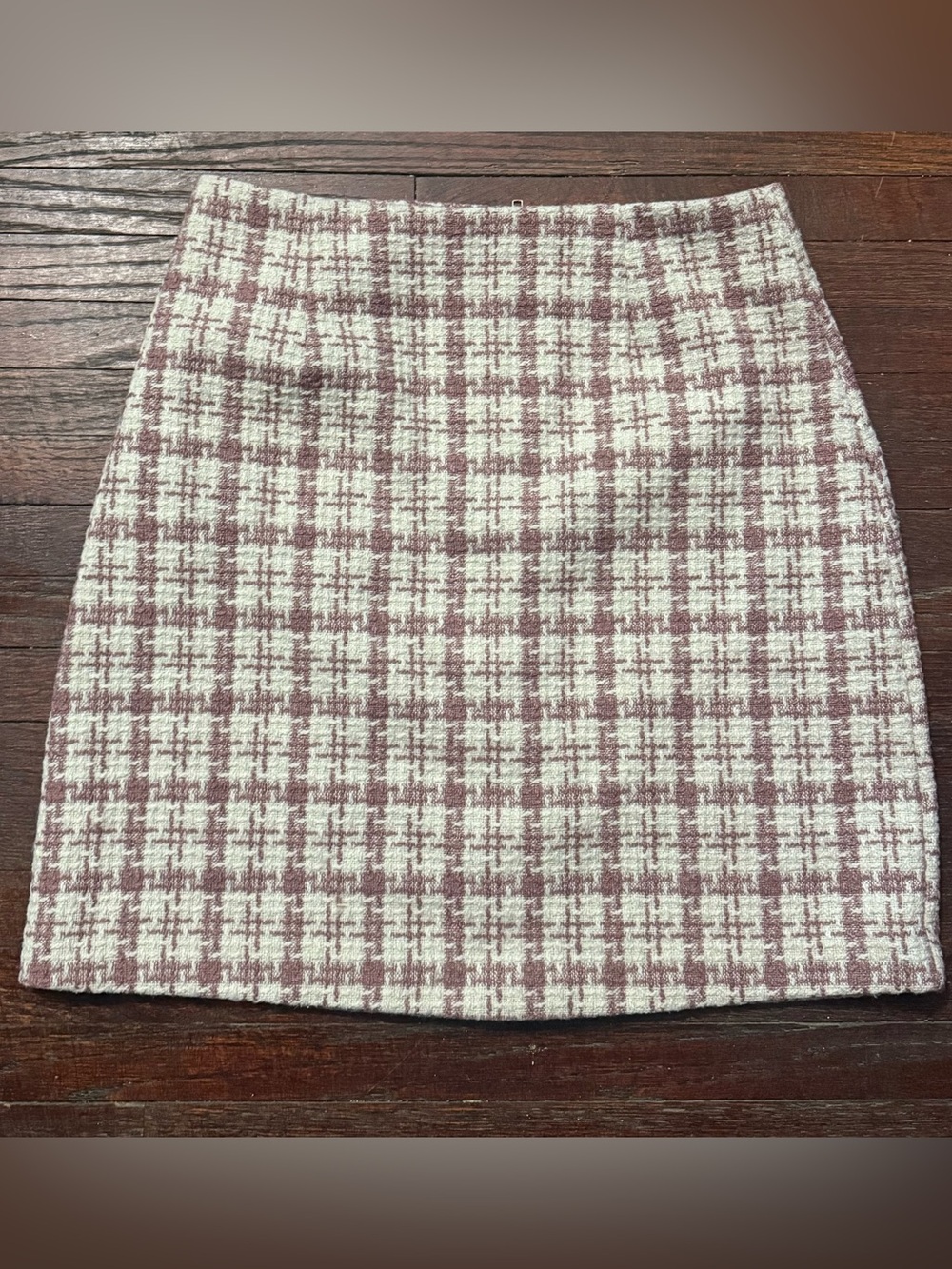 Dry Goods Cream and Mauve Plaid Mini Skirt